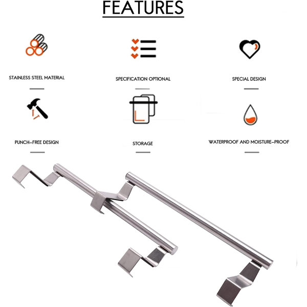 QIANXING Steel Over Door Towel Rack Bar Holders for Universal Fit on